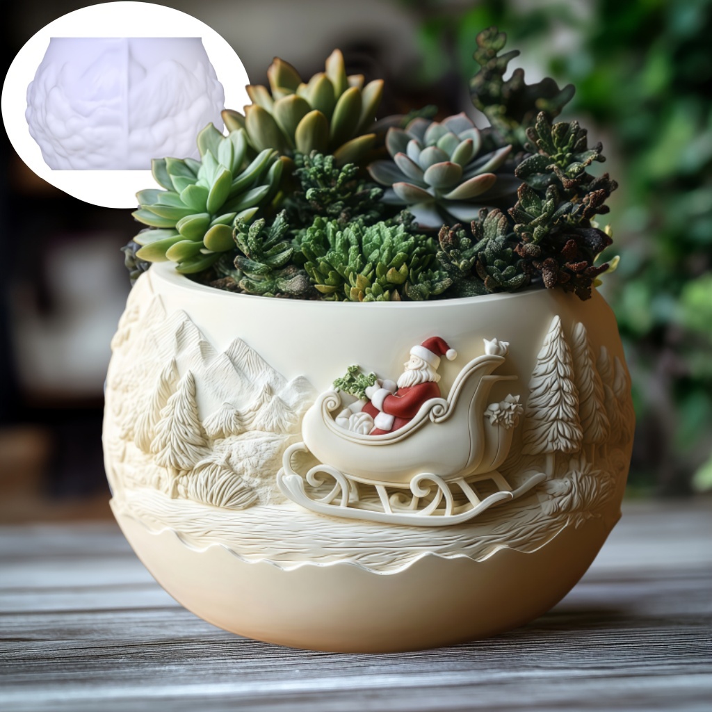 Echeveria Succulent - Кедровые сани Санта-Клаус рельефная свеча чашка